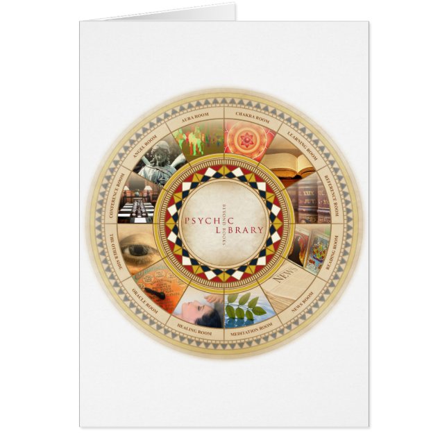 Psykiskt bibliotek hälsningskort (Framsidan)