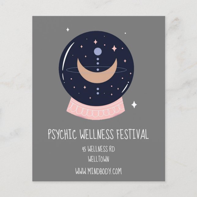 Psykiskt kristallkort boll New age Festival Flygblad (Framsidan)