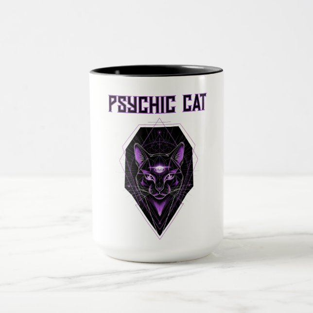 Psykiskt svart katt Halloween Tri-Blend Shirt Mugg (Center)