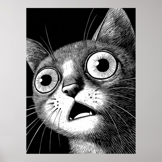 Psyko Cat Poster - Whimsical Retro Coola Art (Framsidan)