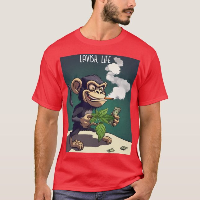 psyko Monkey Lyxig T- Tröja  (Framsida)
