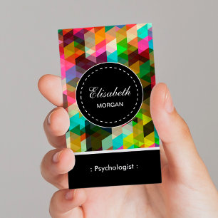 Psykolog - Colorful Mosaic Mönster Visitkort