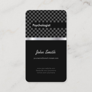 Psykolog - Elegant Black Checkered Visitkort