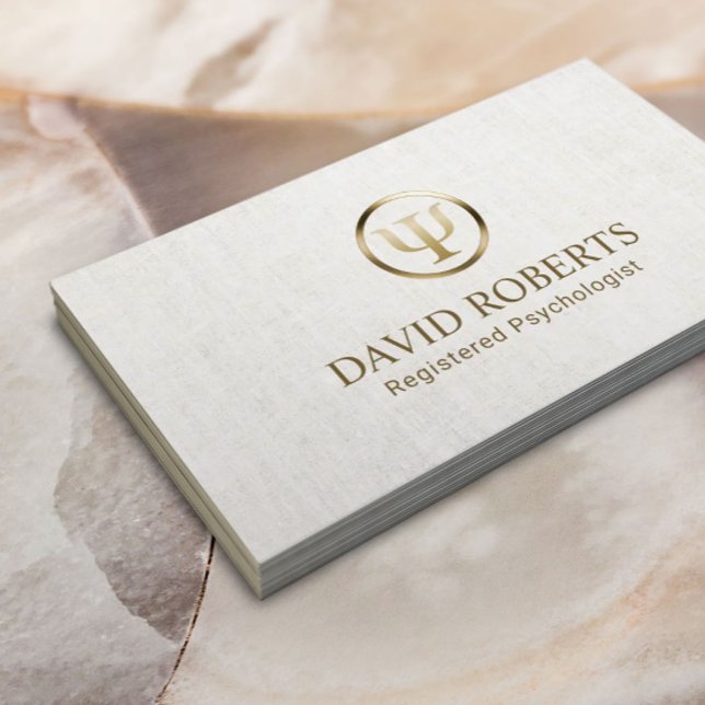 Psykolog Elegant Linen Möte Tidsbeställning Kort (Skapare uppladdad)