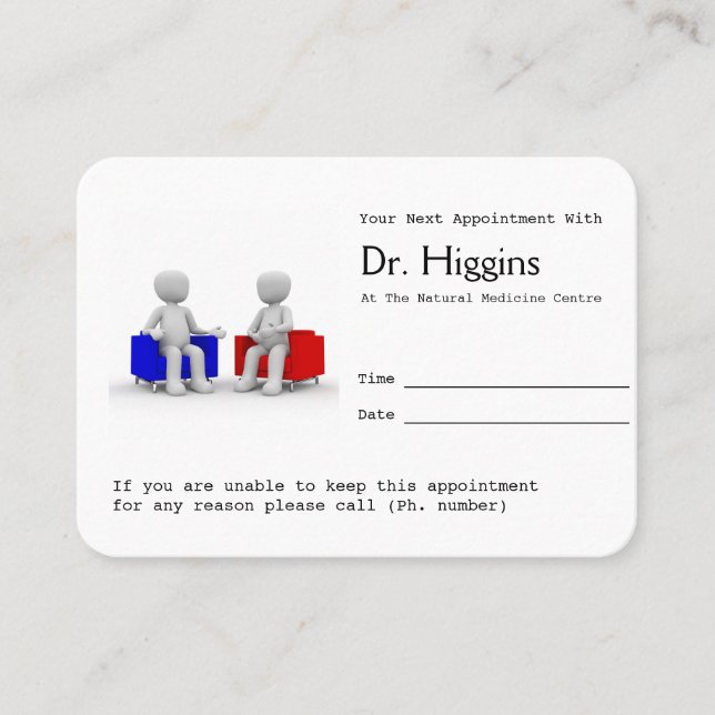 Psykolog eller Möte påminnelse om rådgivning Tidsbeställning Kort (Framsida)