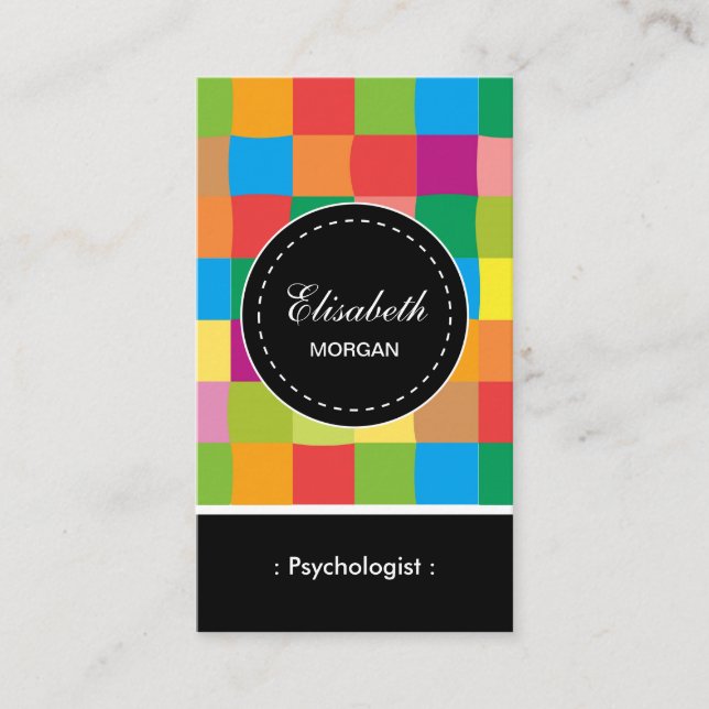 Psykolog - Färgfull Sqaure Mönster Visitkort (Framsida)
