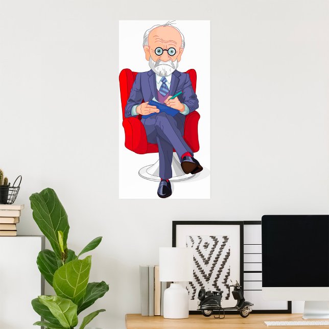 Psykolog i Kostym med Anteckningsblocket Sitta Poster (Skapare uppladdad)