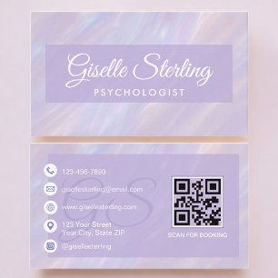 Psykolog Lila Pastell QR-kod Visitkort