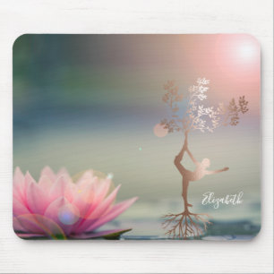 Psykolog Lotus Träd Silhuett Yoga Musmatta