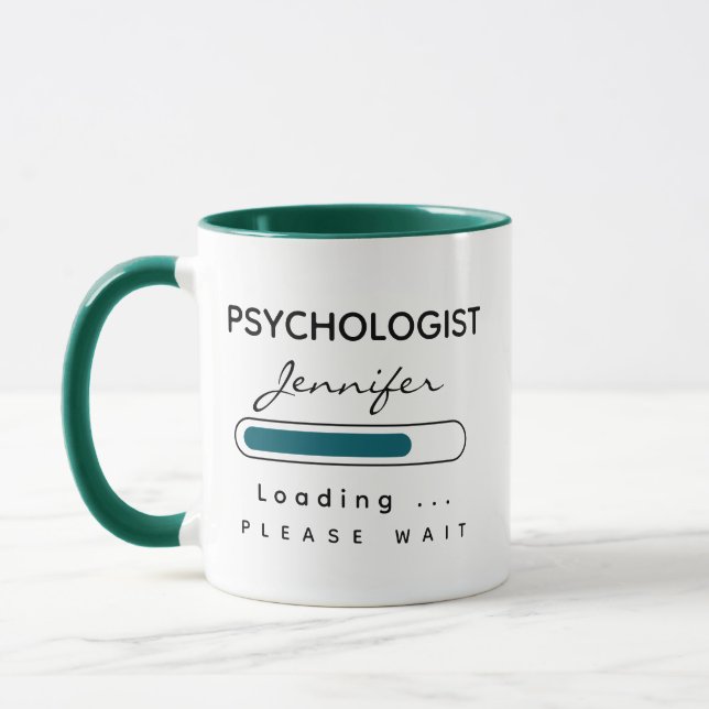 PSYKOLOG [Namn] Loading Green & White Mugg (Vänster)
