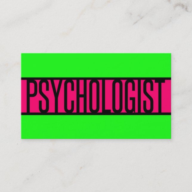 Psykolog Neon Grönt och Shock rosa Visitkort (Framsida)