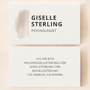 Psykolog Neutral Beige Akvarell Visitkort