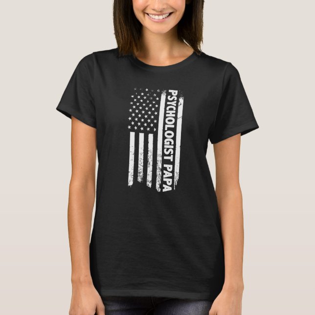 Psykolog Pappa Amerikanska Flagga Fars dag T Shirt (Framsida)