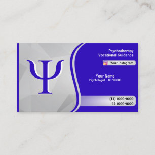 Psykolog Psykologi Blå Logotyp Gradient Grått Visitkort