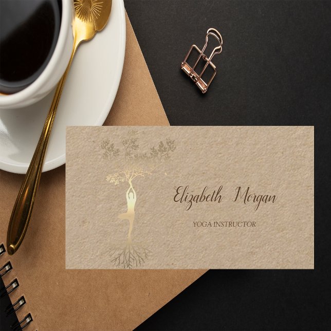 Psykolog Therapist, Guld Träd Silhouette, Yoga Visitkort (Skapare uppladdad)