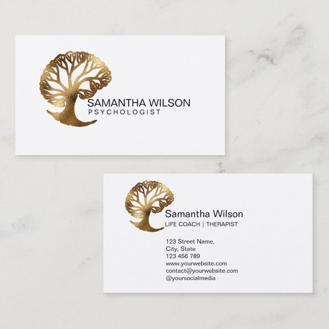 Psykolog Therapist Life Coach Psychiatrist Visitkort (Fram/baksida)