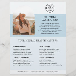 Psykologi Terapi Logo Foto Blå Reklamblad