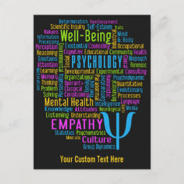 PSYKOLOGI Word cloud anpassat vykort