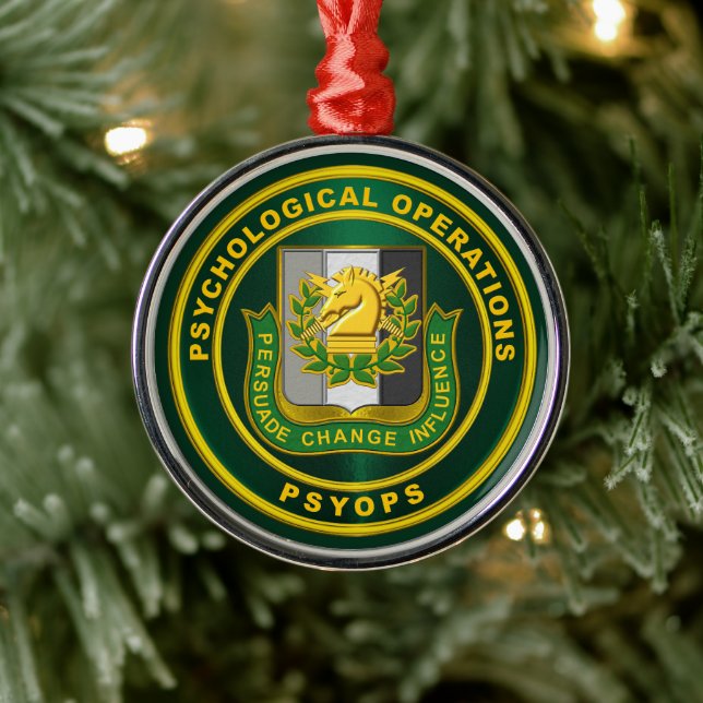 PSYKOLOGISK VERKSAMHET PSYOPS Regimental Vapensköl Julgransprydnad Metall (Träd)