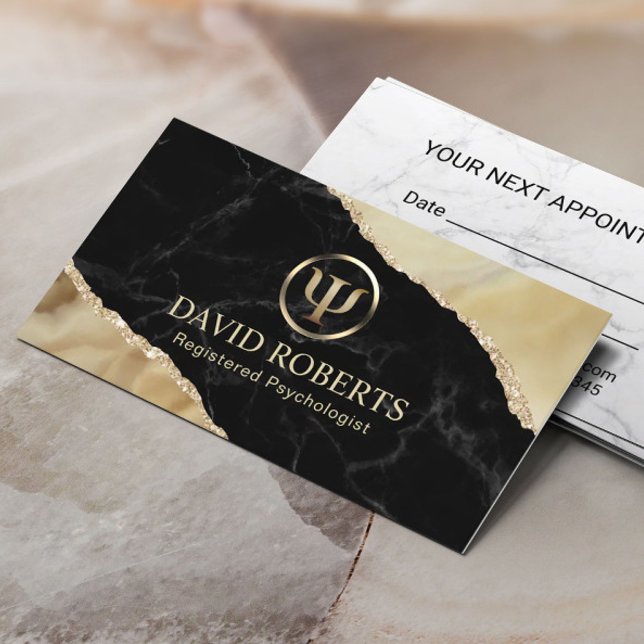 Psykologistisk rådgivare Modern Guld Marble Agate Tidsbeställning Kort (Skapare uppladdad)