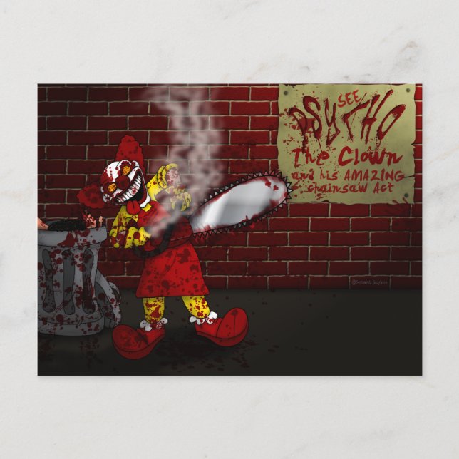 Psykopat clownvykortet vykort (Framsida)