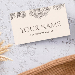 Psykoterapeut Family Counselor Drawn Blommigt Blue Visitkort