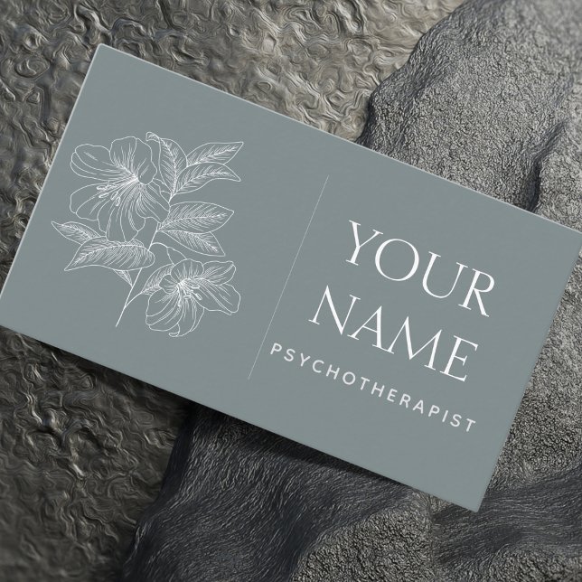 Psykoterapeut Family Counselor Drawn Flower Blue Visitkort (Skapare uppladdad)