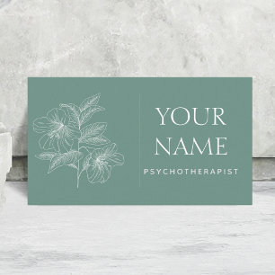 Psykoterapeut Family Counselor Drawn Flower Blue Visitkort