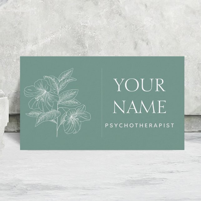 Psykoterapeut Family Counselor Drawn Flower Blue Visitkort (Skapare uppladdad)