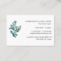 Psykoterapeut Grönt Plant Euro Affärskort