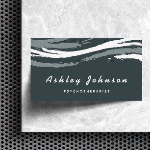 Psykoterapeut White Grått Brushstrokes Lugn Wave Visitkort