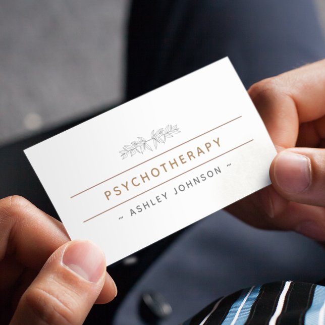 Psykoterapi Drawn Grey Nature Botanical Boho Visitkort (Skapare uppladdad)