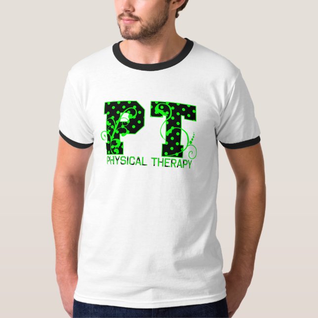 pt 2 Black and grönt polka dots T Shirt (Framsida)