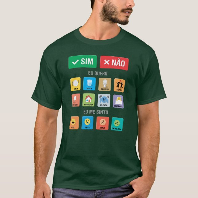 PT-BR Autism AAC PECS-pekmeddelande 01 T Shirt (Framsida)