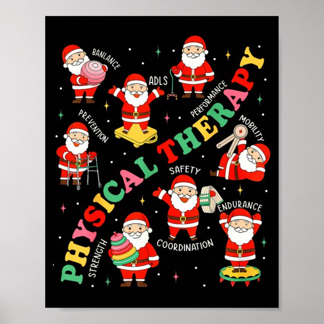 Pt Christmas Physical Therapy Santa Therast Xmas P Poster (Framsidan)