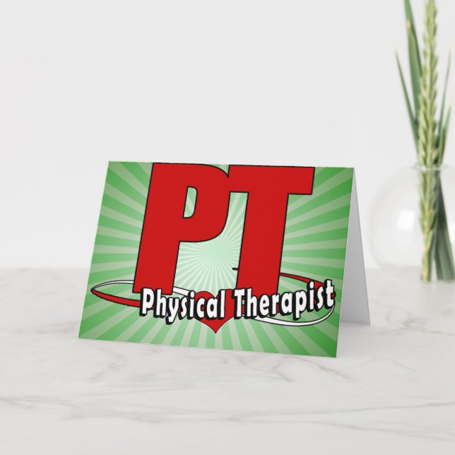 PT LOGOTYP BIG RED Physical Therapist Helgkort (Framsida)