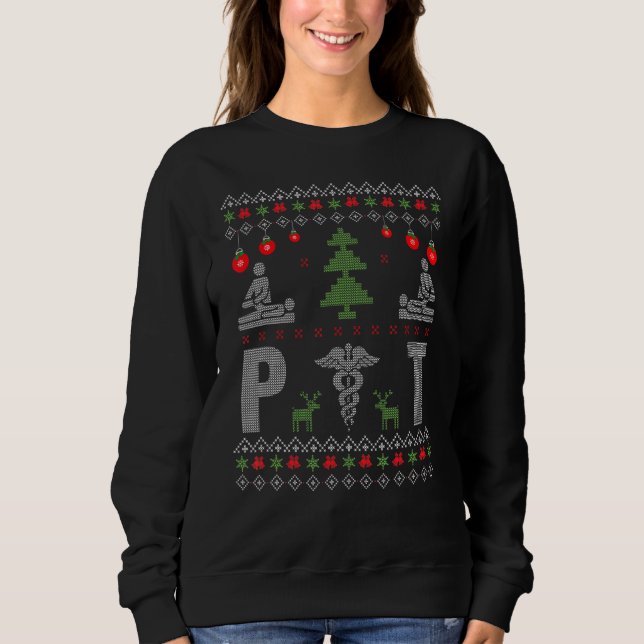 Pt Physician Therapist Ugly jul Sweater Thera T Shirt (Framsida)