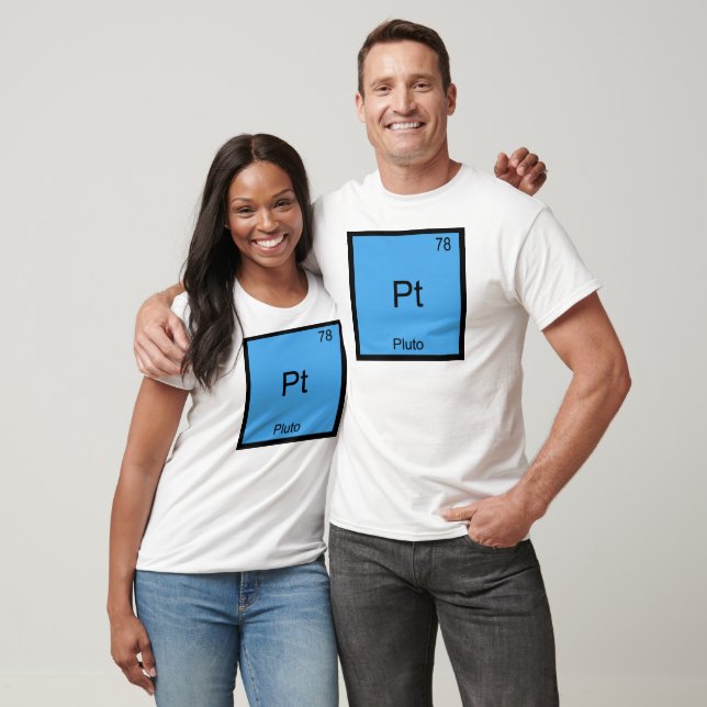 Pt - Pluto Rolig T-Shirt med Kemiskt Element Symbo (Unisex)