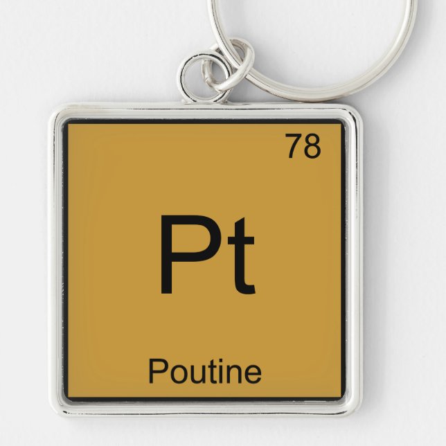 Pt - Poutine Funny Chemistry Inslag Symbol Tee Fyrkantig Silverfärgad Nyckelring (Framsidan)