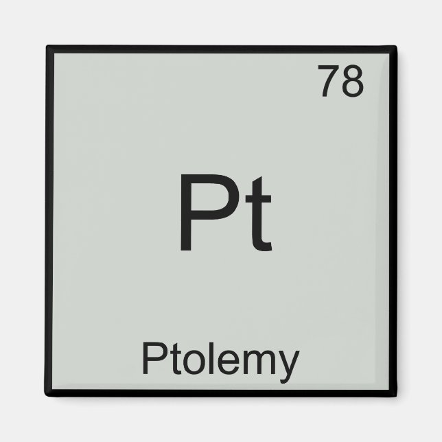 Pt - Ptolemy Funny Chemistry Inslag Symbol Tee Magnet (Framsidan)