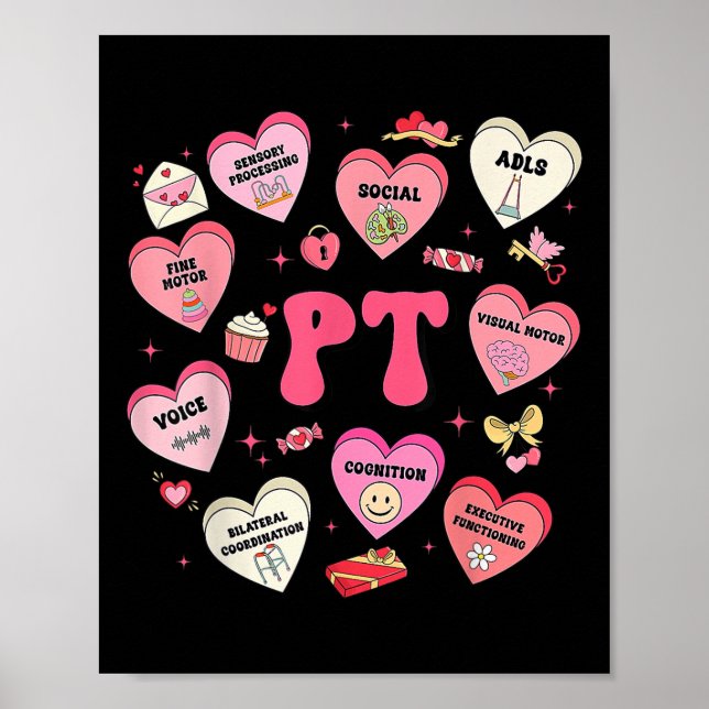 Pt terapi Fysisk behandling Valentines day Heart Poster (Framsidan)