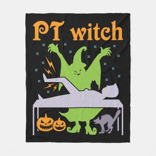 PT Witch Physical Therapist Halloween Fleecefilt (Framsidan)
