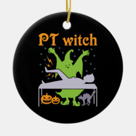 PT Witch Physical Therapist Halloween Julgransprydnad Keramik