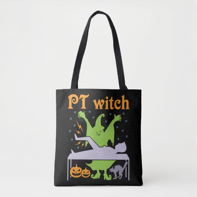 PT Witch Physical Therapist Halloween Tygkasse (Framsida)