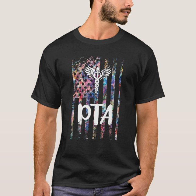 Pta Therapist American Flagga Physical Therapy Ass T Shirt (Framsida)