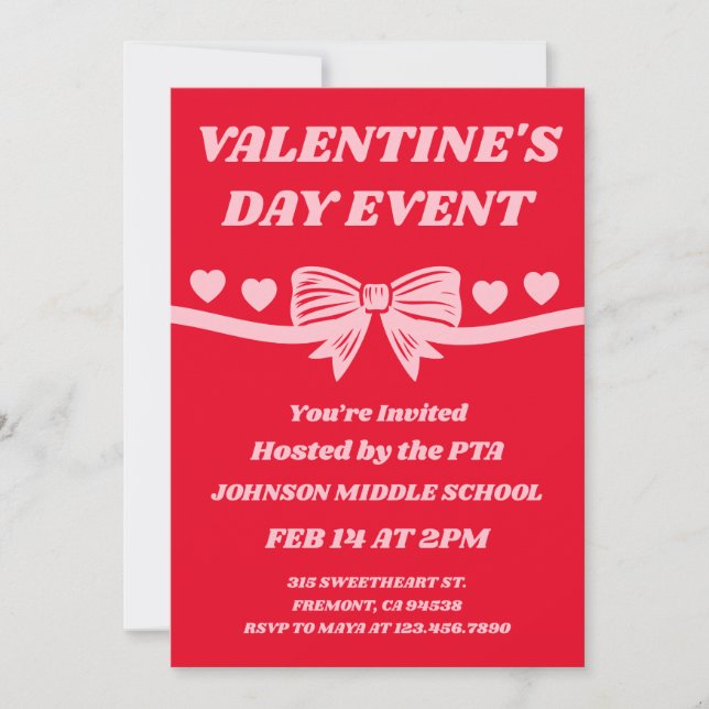 PTA Valentine’s Day Event Inbjudningar (Framsida)