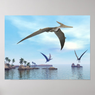 Pteranodon dinosaurs fly - 3D-rendering Poster