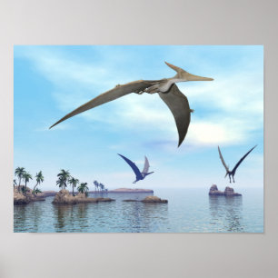Pteranodon dinosaurs som flyger - 3D framför Poster