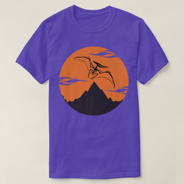 Pteranodon Skeleton med färgstark bakgrundsdesign T Shirt (Design framsida)