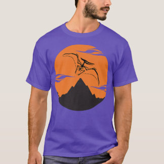 Pteranodon Skeleton med färgstark bakgrundsdesign T Shirt